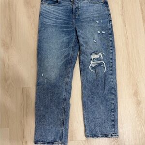 Old Navy Distressed Blue Straight-Leg Jeans